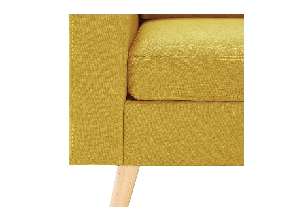 Canapé à 3 places avec repose-pied Jaune Tissu