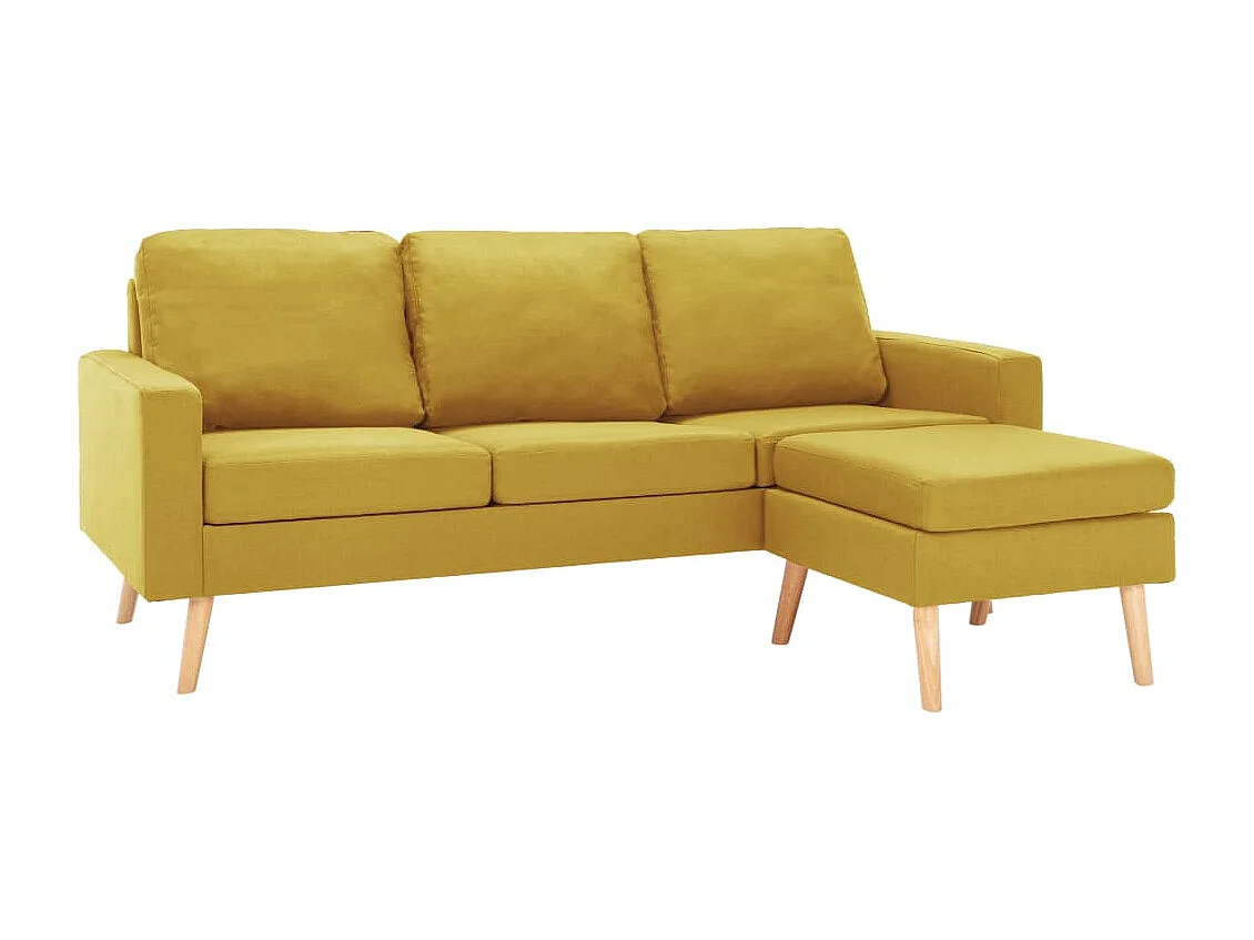 Canapé à 3 places avec repose-pied Jaune Tissu