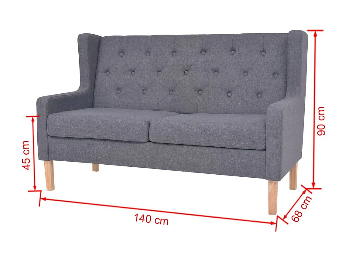 Canapé à 2 places Tissu Gris