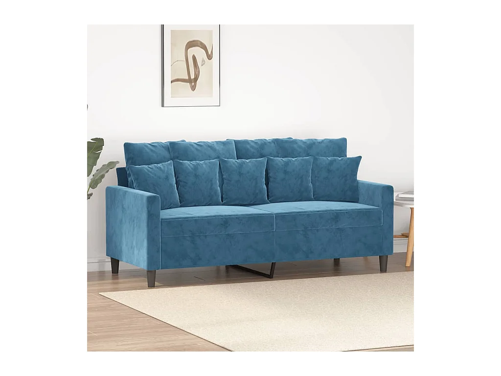 Canapé à 2 places Bleu 140 cm Velours