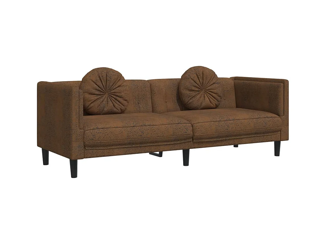 Canapé avec coussins 3 places marron velours