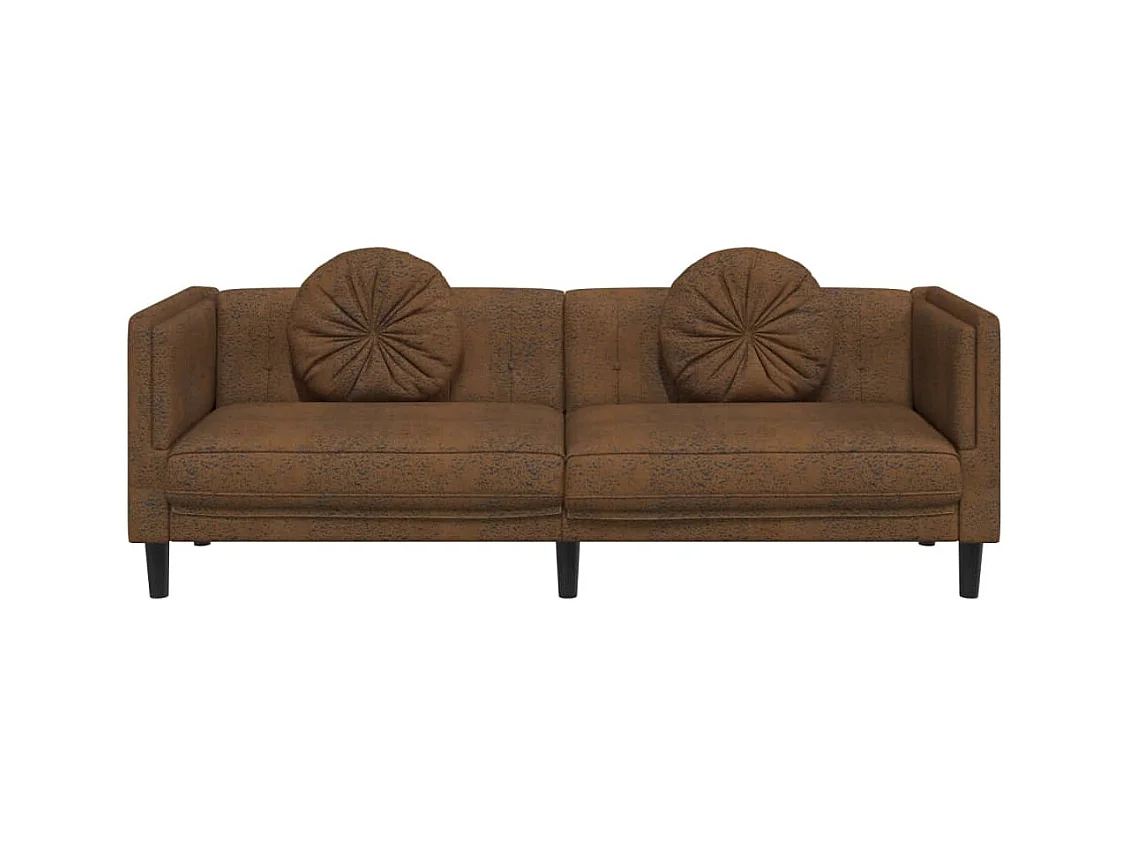 Canapé avec coussins 3 places marron velours
