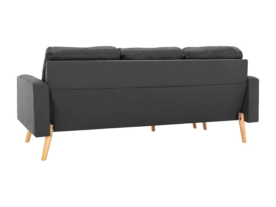 Sofá de 3 plazas con reposapiés de tela gris oscuro