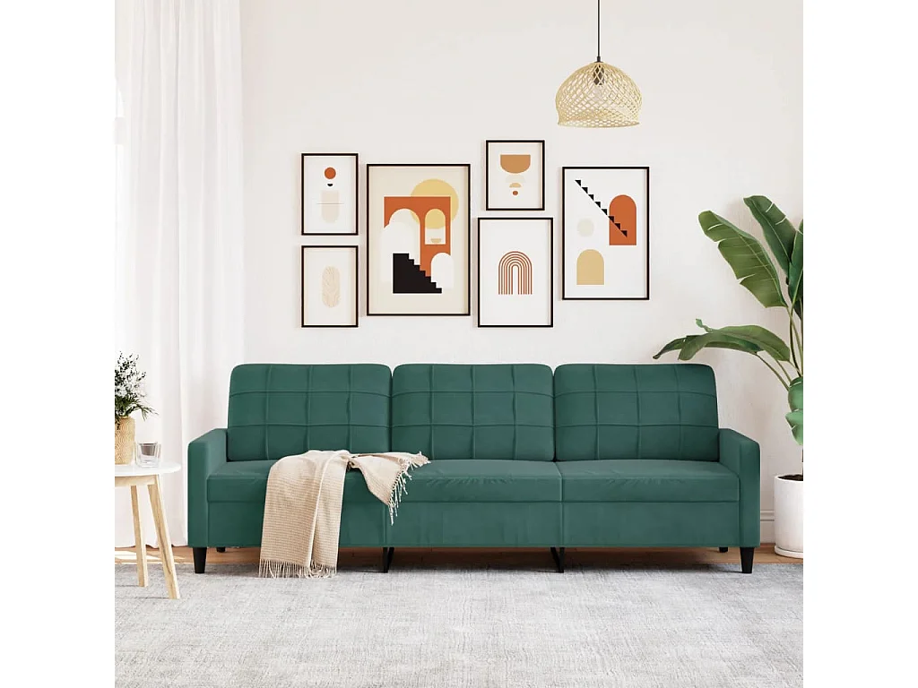 Canapé à 3 places Vert foncé 210 cm Velours