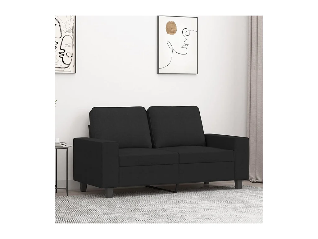 Canapé à 2 places Noir 120 cm Tissu