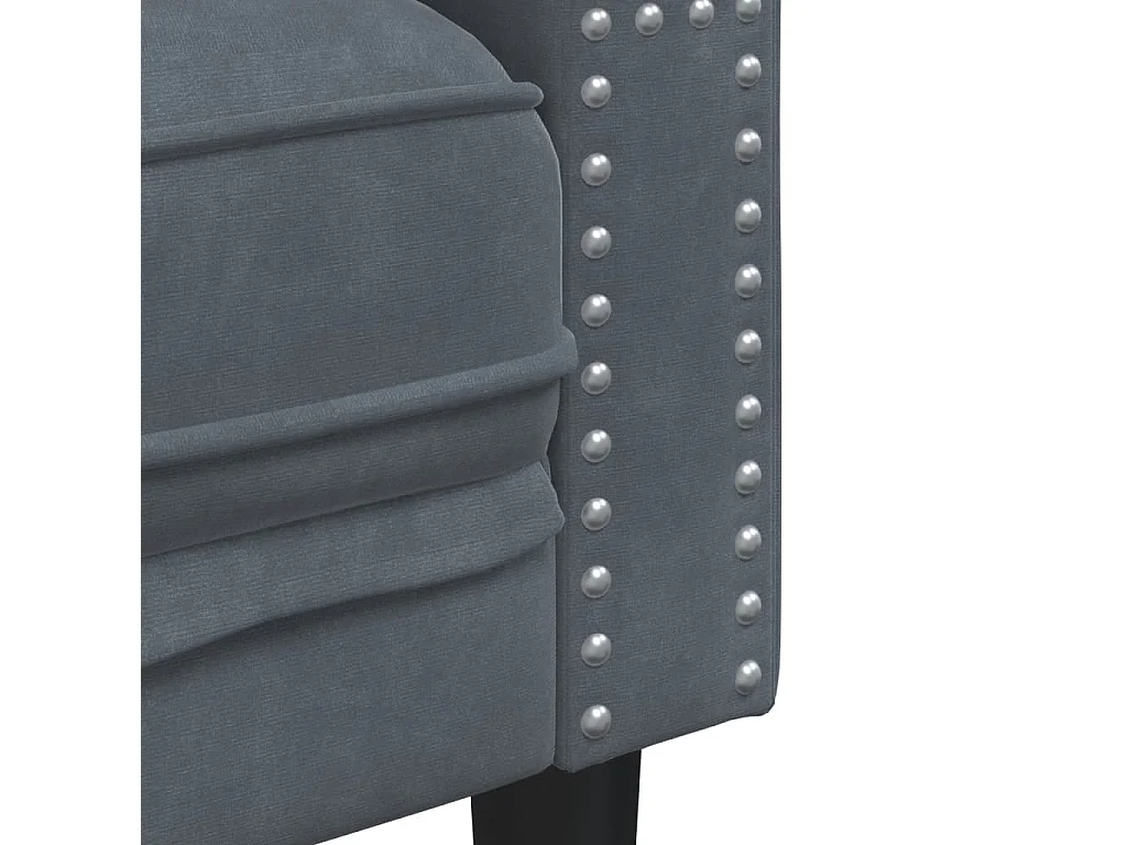 Canapé Chesterfield avec traversins 3 places gris foncé velours