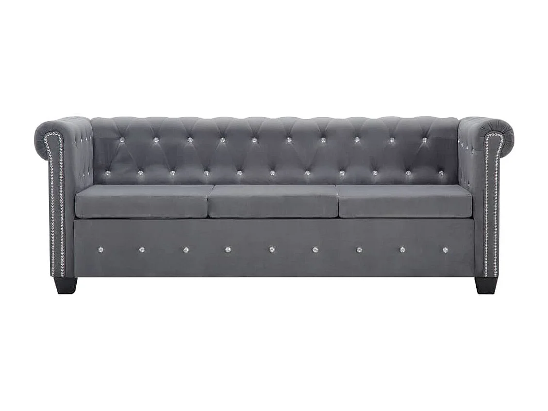 Canapé à 3 places Revêtement en velours 199 x 75 x 72 cm Gris