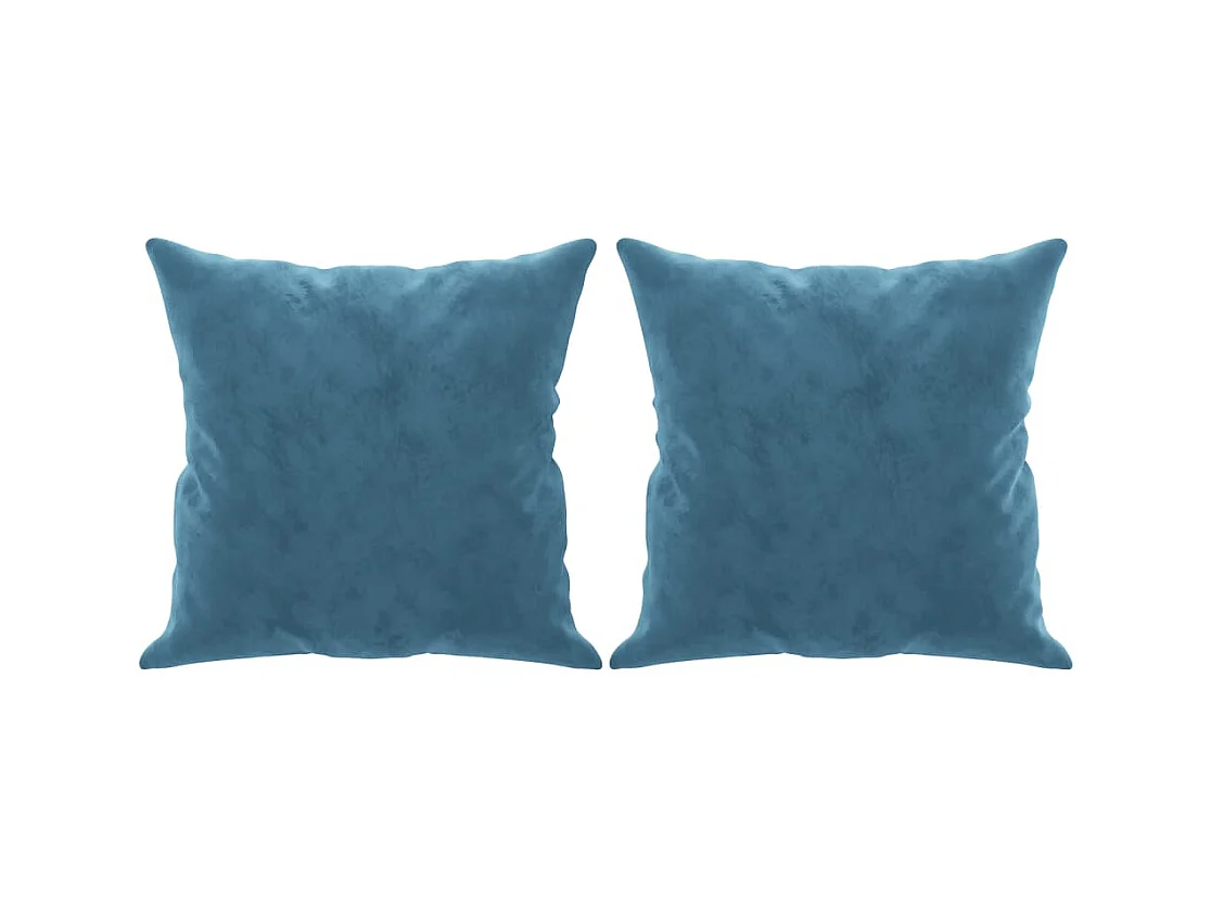 Canapé 2 places avec oreillers décoratifs bleu 120 cm velours
