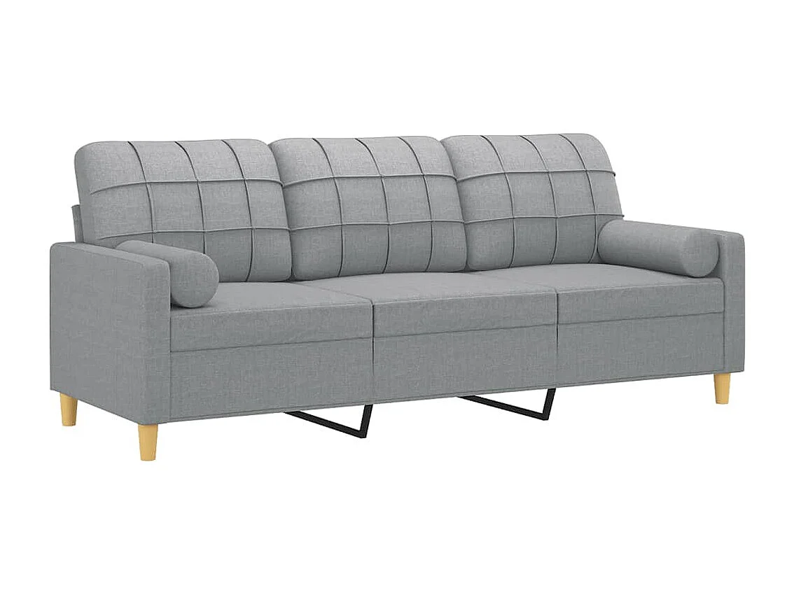Sofá de 3 plazas con cojines tela gris claro 180 cm