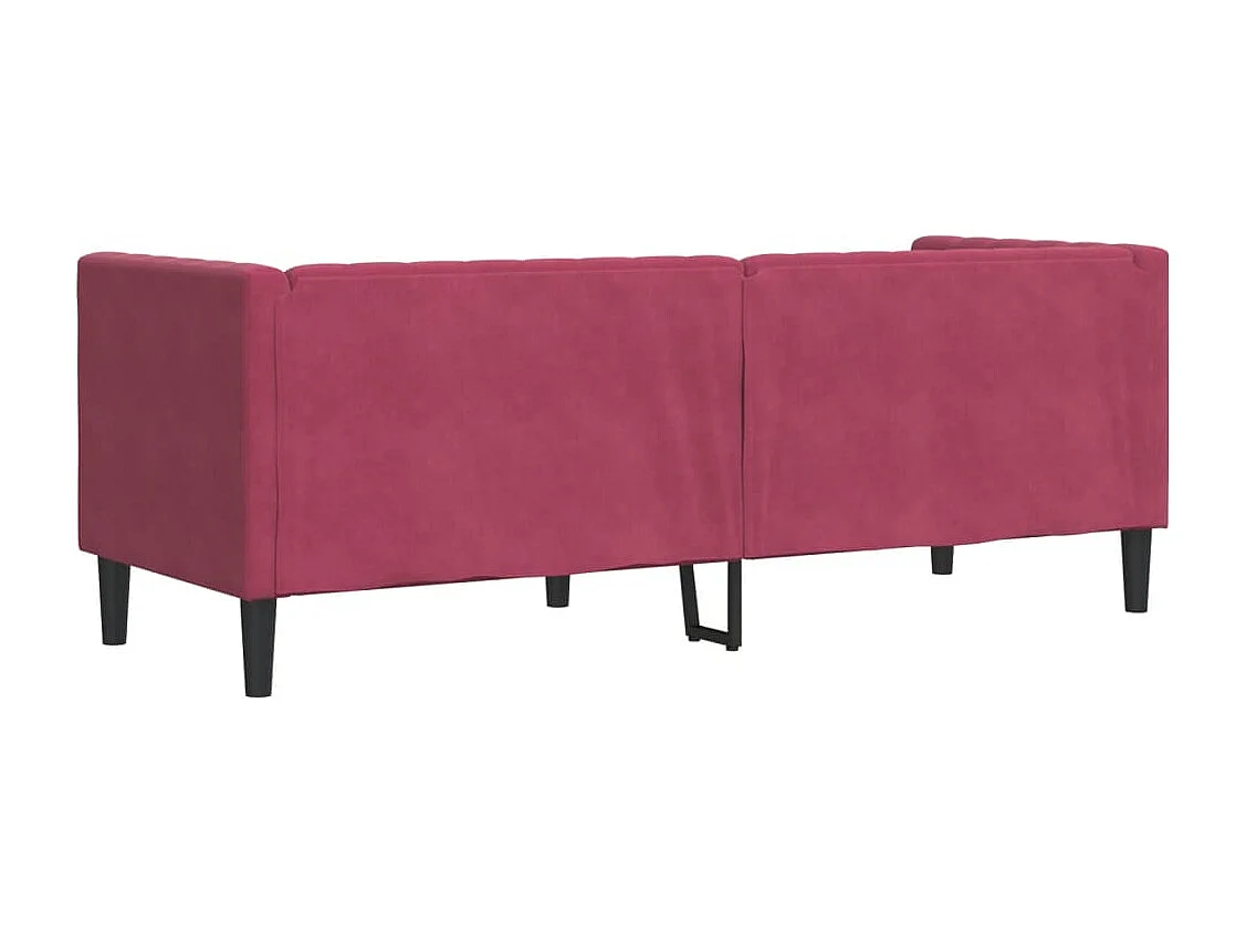 Driezitsbank Chesterfield-stijl met bolsters fluweel wijnrood