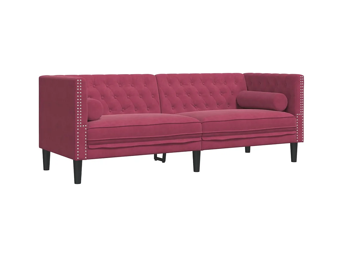 Canapé Chesterfield avec traversins 3 places velours