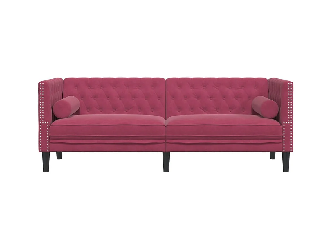 Canapé Chesterfield avec traversins 3 places velours