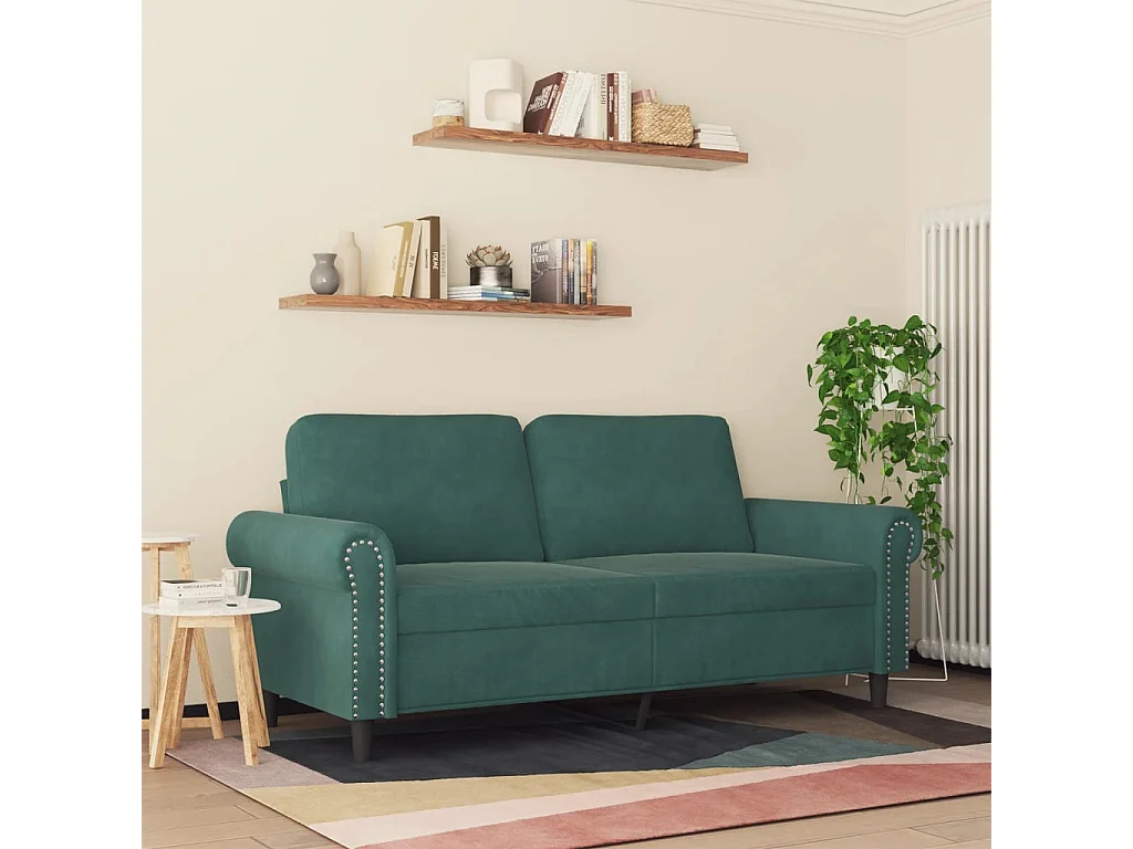 Canapé à 2 places Vert foncé 140 cm Velours