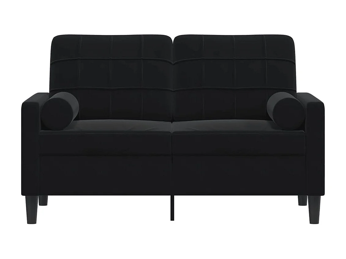 Canapé 2 places avec oreillers décoratifs noir 120 cm velours