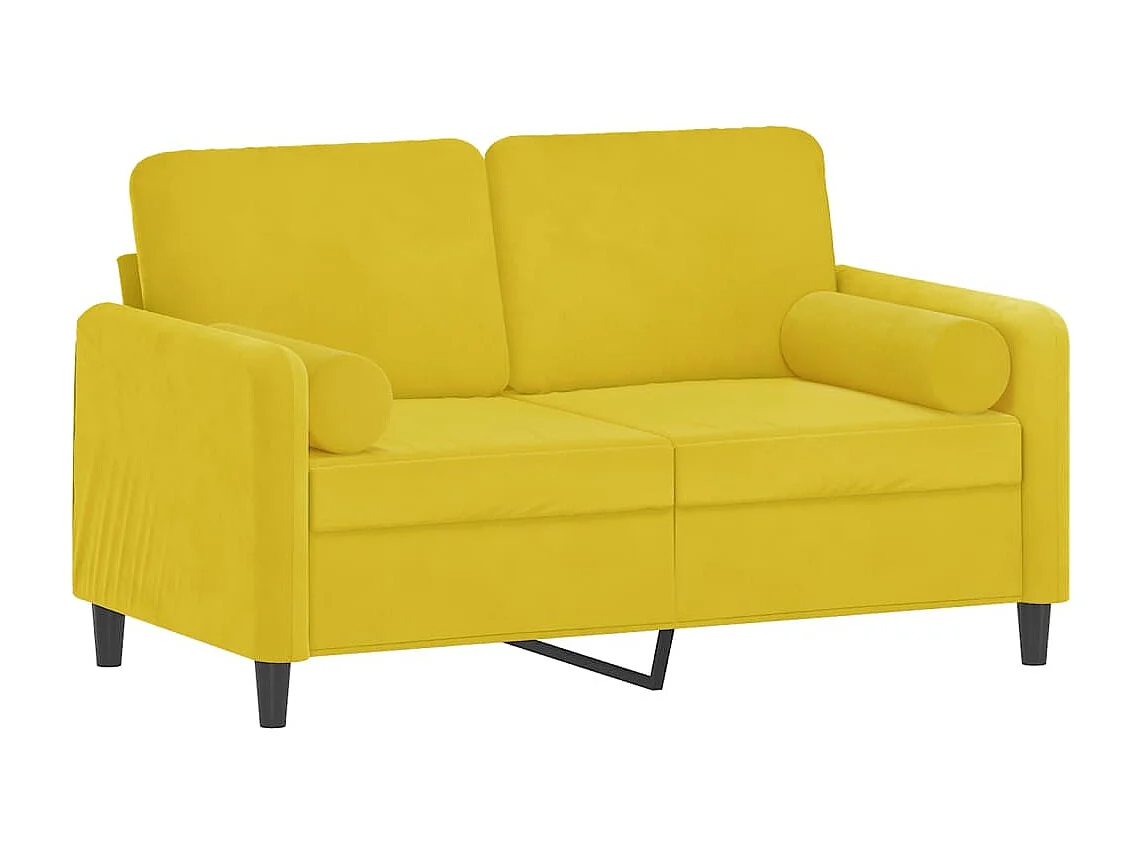 Tweezitsbank met sierkussens 120 cm fluweel geel