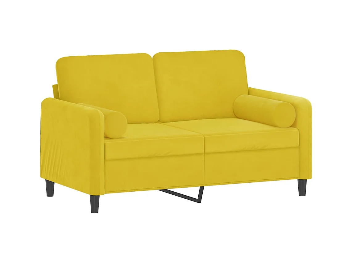 Canapé 2 places avec oreillers décoratifs jaune 120 cm velours