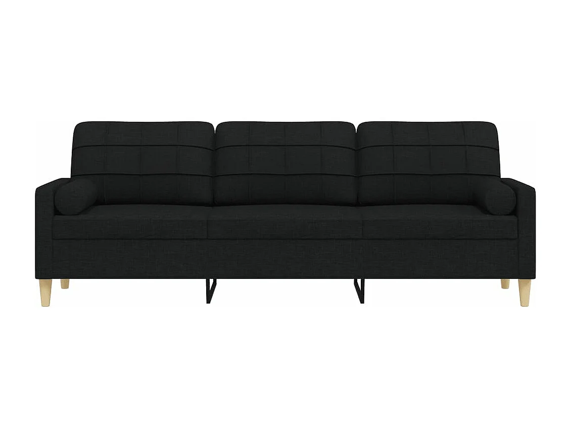 3-zitsbank met sierkussens 210 cm stof zwart