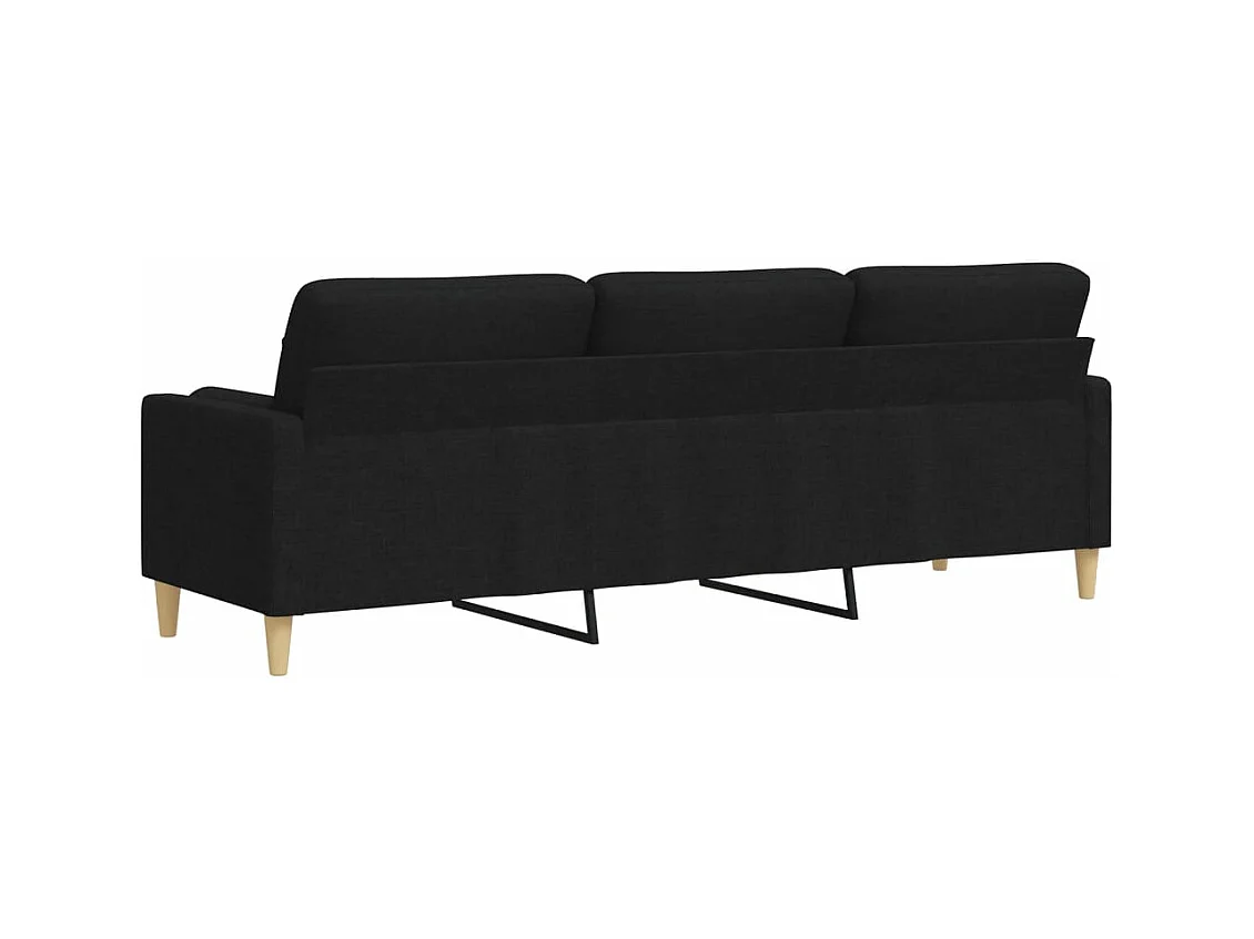 Canapé 3 places avec oreillers décoratifs noir 210 cm tissu