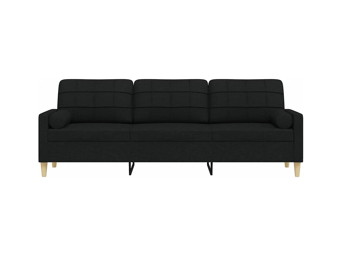 Canapé 3 places avec oreillers décoratifs noir 210 cm tissu