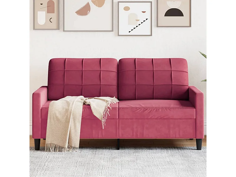 Sofá de 2 lugares veludo 140 cm vermelho tinto