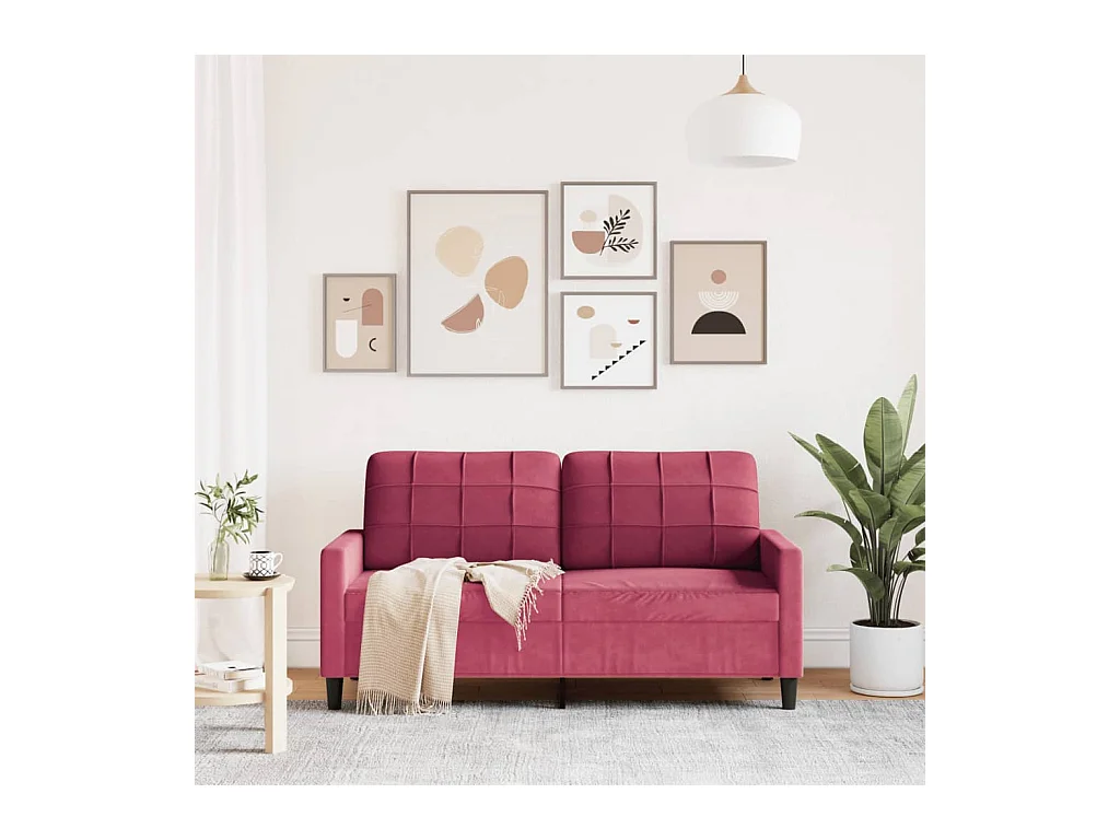 Canapé à 2 places Rouge bordeaux 140 cm Velours