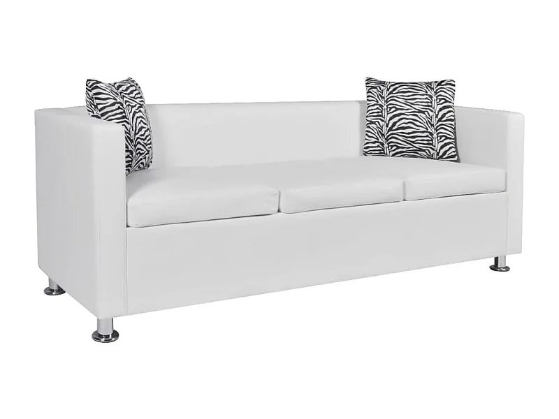 Canapé à 3 places Cuir synthétique Blanc