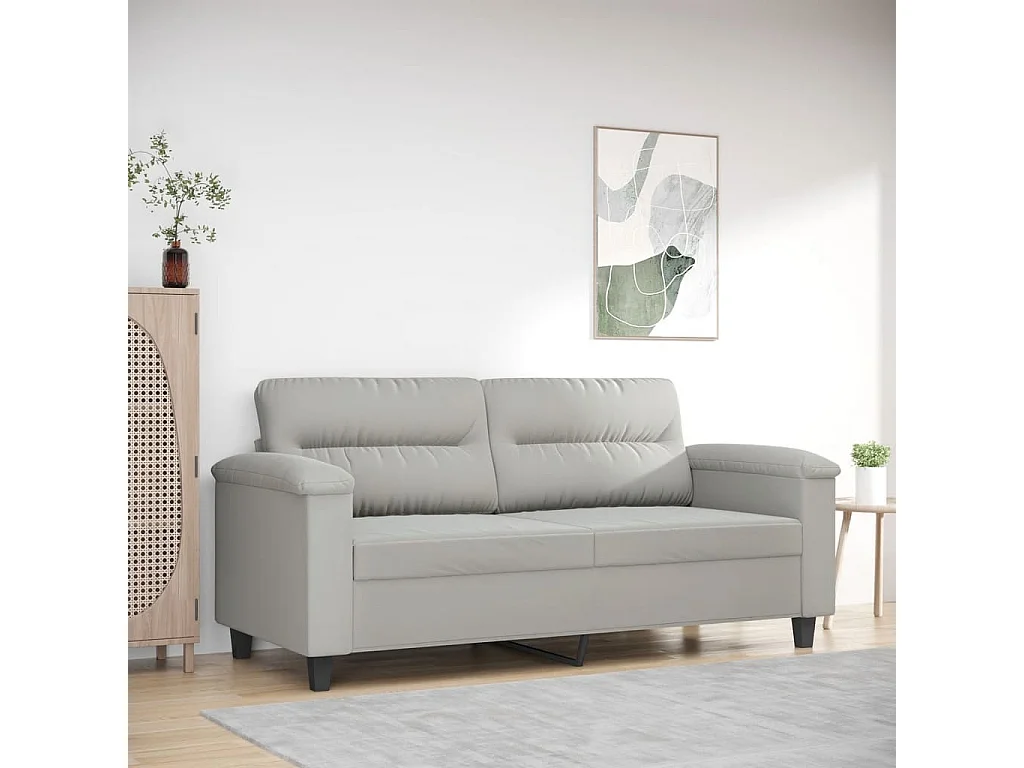 Canapé à 2 places Gris clair 140 cm Tissu microfibre