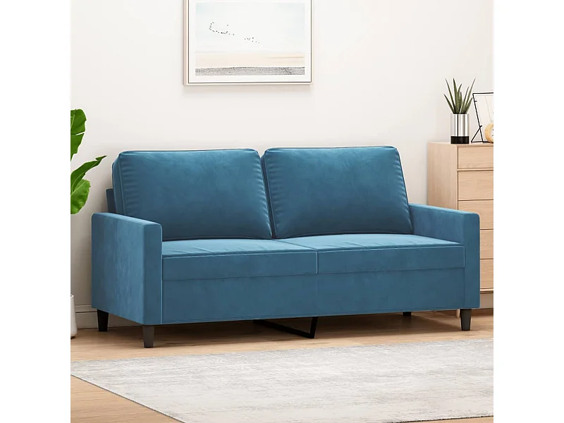 Canapé à 2 places Bleu 140 cm Velours