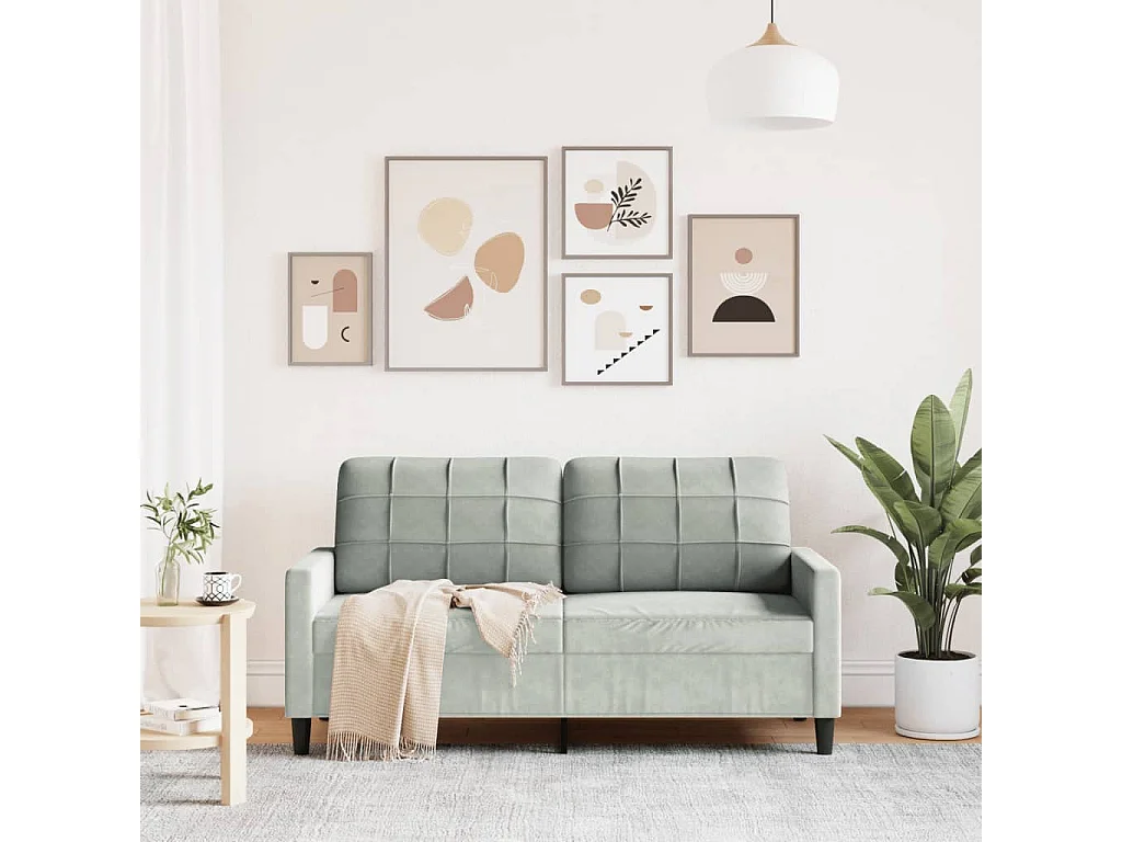 Canapé à 2 places Gris clair 140 cm Velours