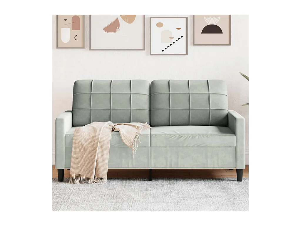 Canapé à 2 places Gris clair 140 cm Velours