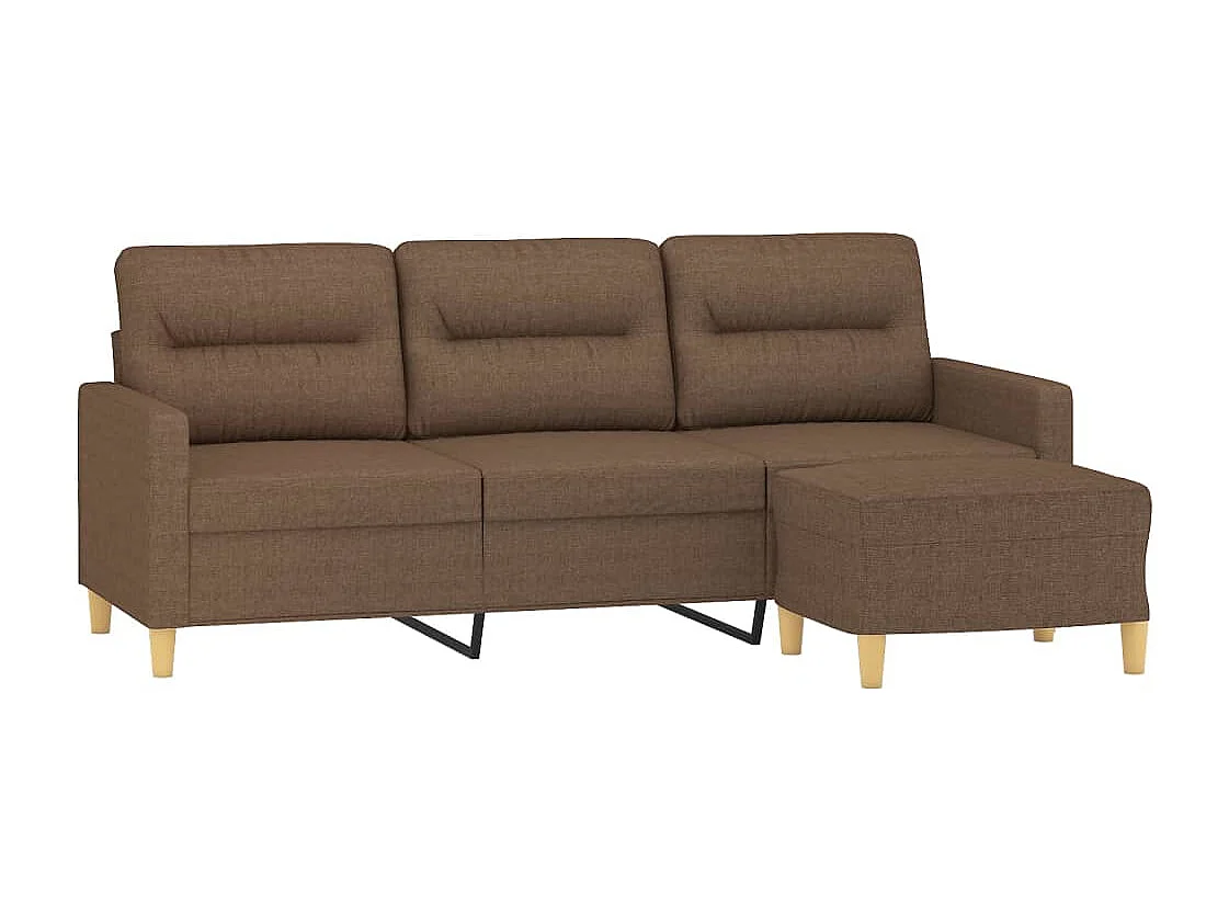 Canapé à 3 places avec repose-pieds Marron 180 cm Tissu