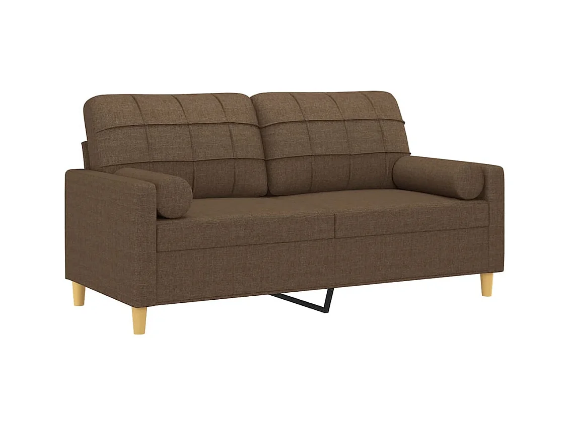 Tweezitsbank met sierkussens 140 cm stof bruin
