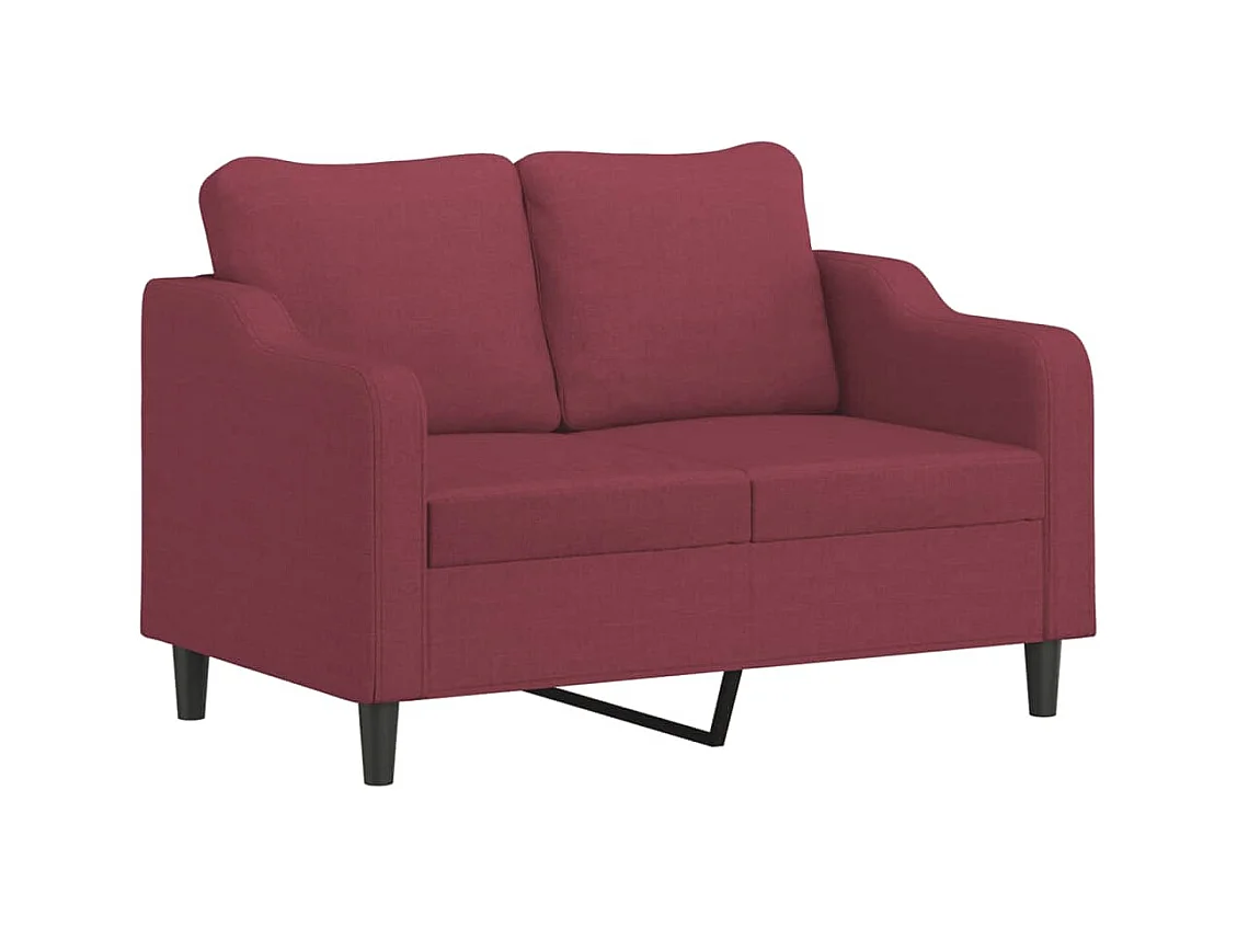 Canapé 2 places avec oreillers bordeaux 120 cm tissu