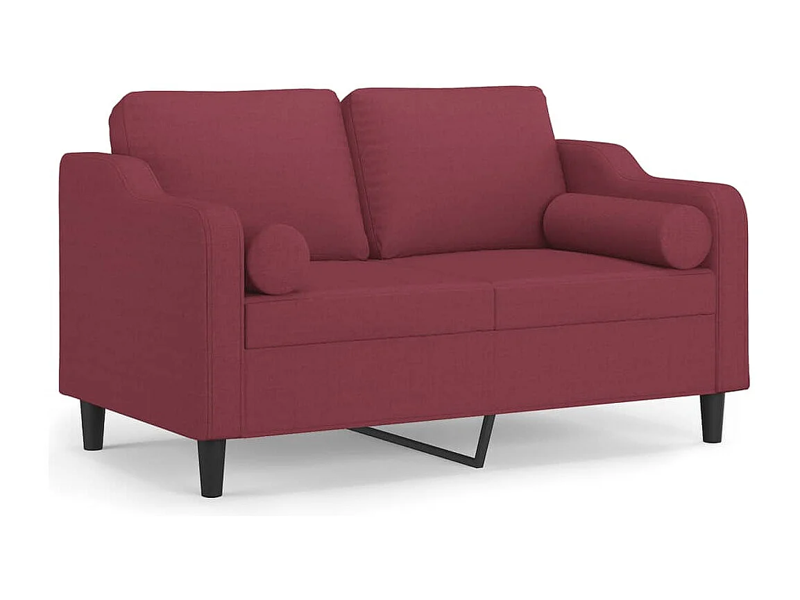 Canapé 2 places avec oreillers bordeaux 120 cm tissu