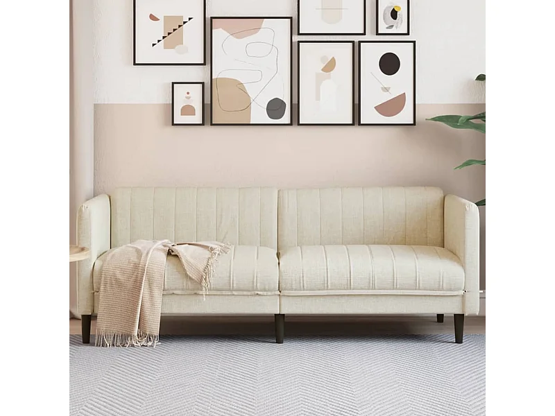 Sofá de 3 lugares tecido cor creme