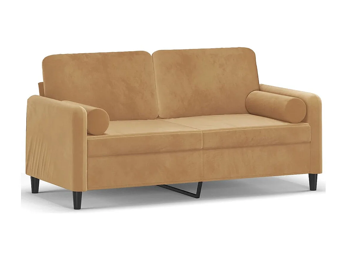 Canapé 2 places avec oreillers décoratifs brun 140 cm velours