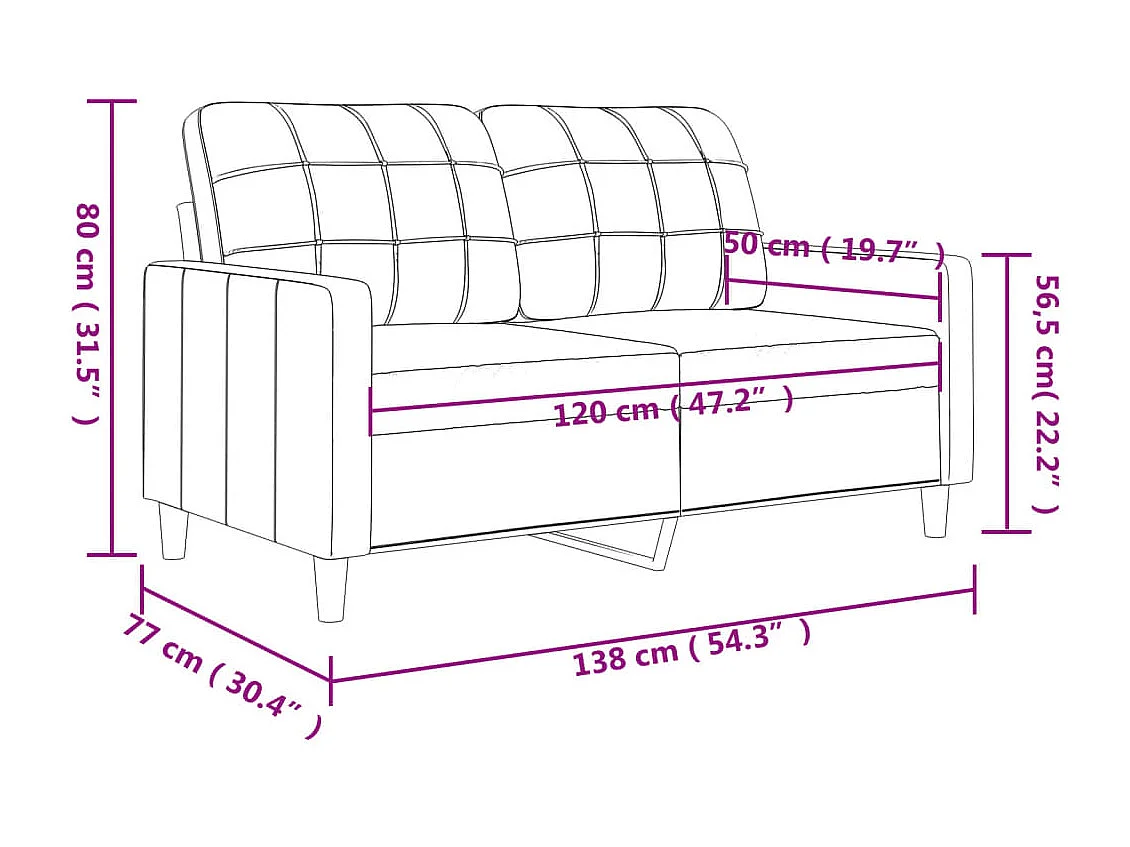 Tweezitsbank 120 cm kunstleer zwart