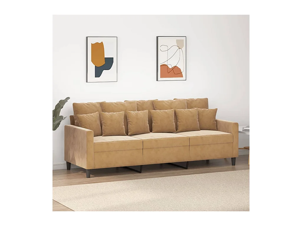 Canapé à 3 places Marron 180 cm Velours