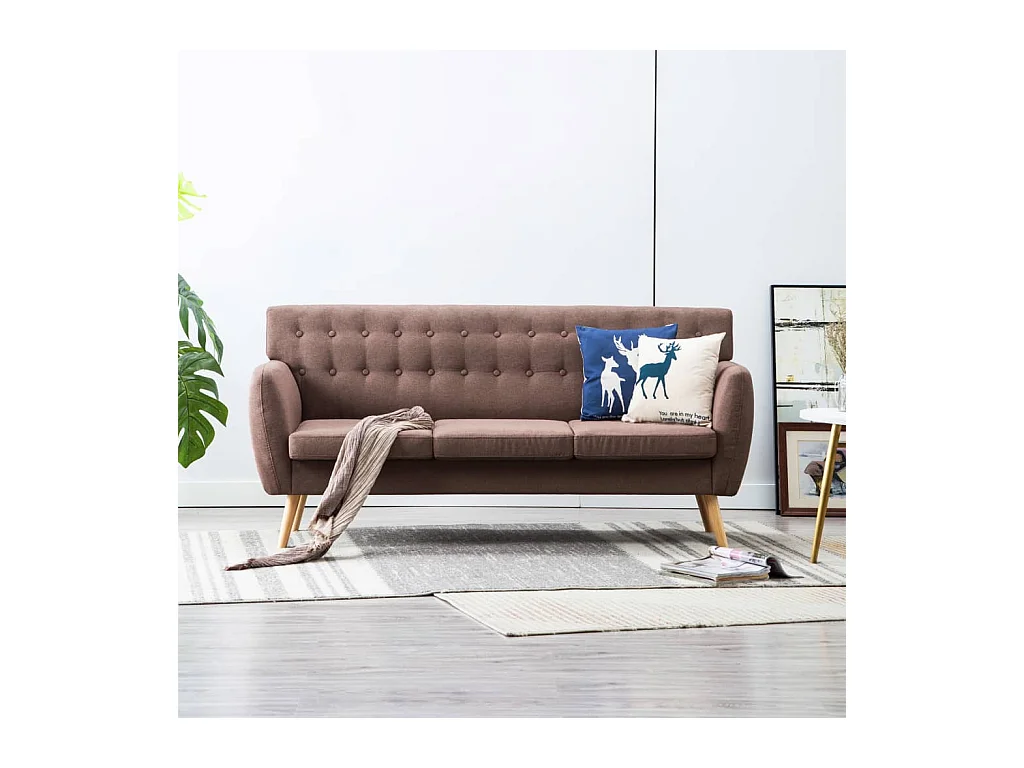 Canapé à 3 places revêtement en tissu 172x70x82 cm marron