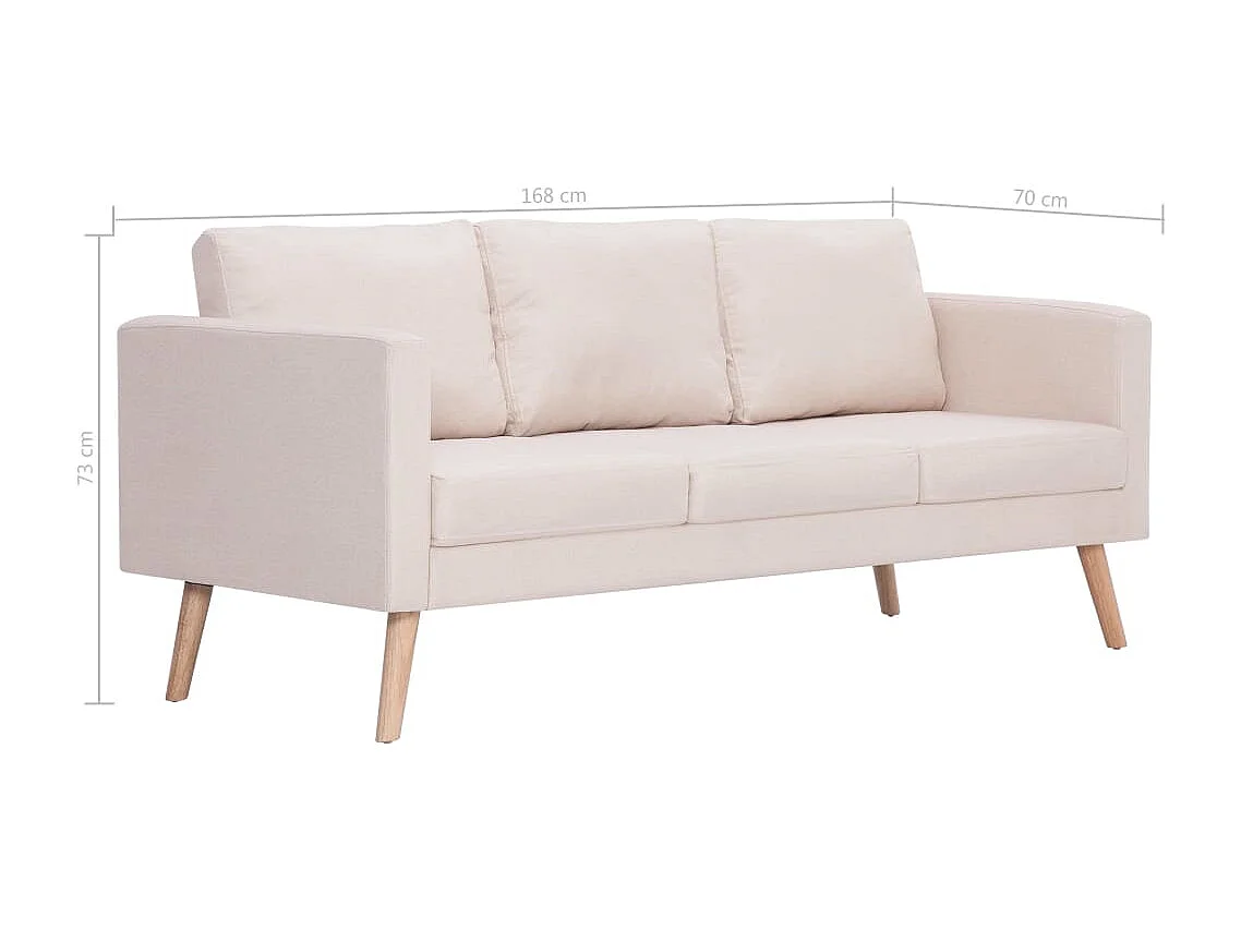 Canapé à 3 places Tissu Crème