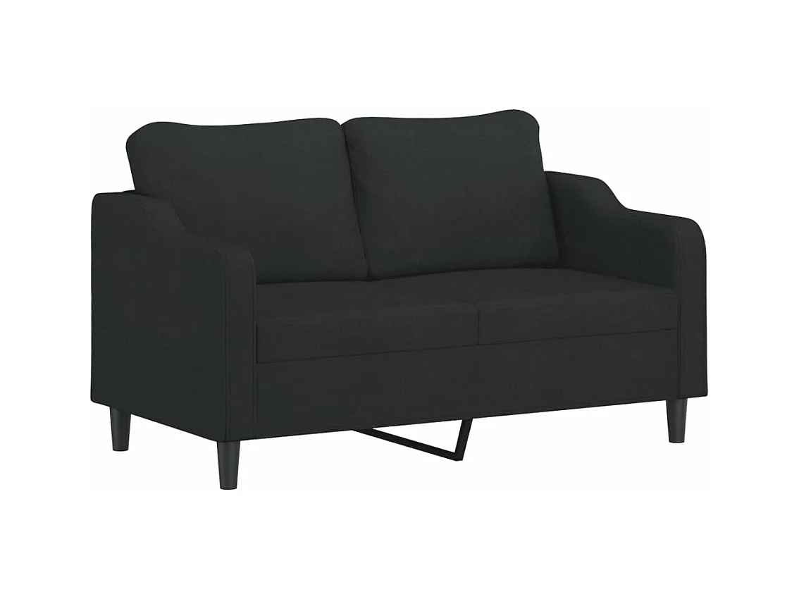 Canapé 2 places avec oreillers décoratifs noir 140 cm tissu