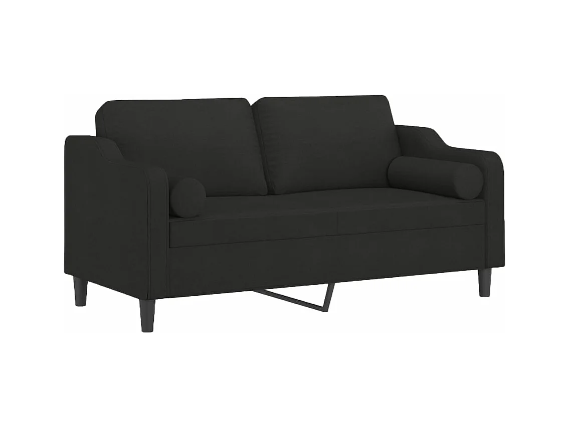 Canapé 2 places avec oreillers décoratifs noir 140 cm tissu