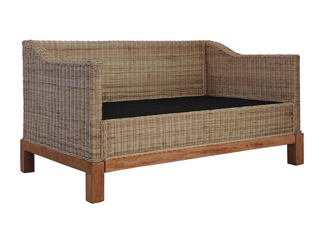 Tweezitsbank met kussens natuurlijk rattan