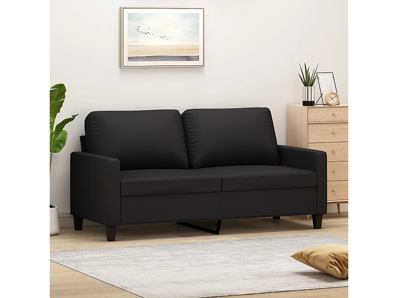 Sofá de 2 lugares 140 cm couro artificial preto
