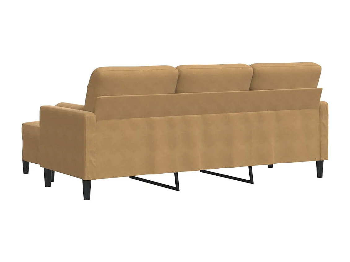 Sofá de 3 plazas con taburete de terciopelo marrón 180 cm