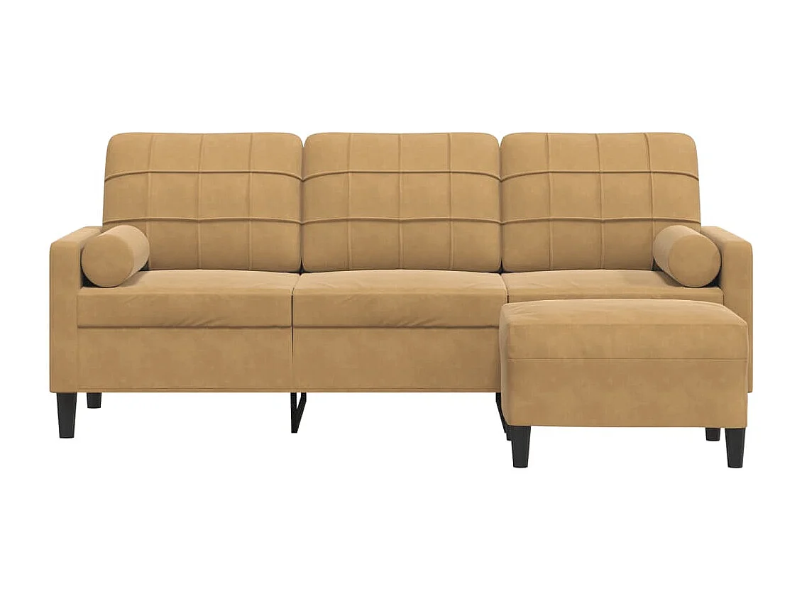 Canapé à 3 places avec repose-pieds Marron 180 cm Velours