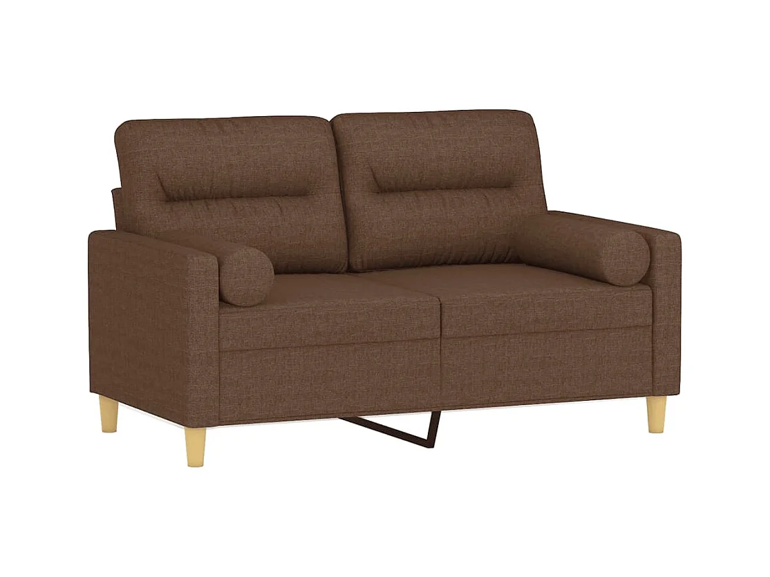 Canapé 2 places avec oreillers décoratifs marron 120 cm tissu