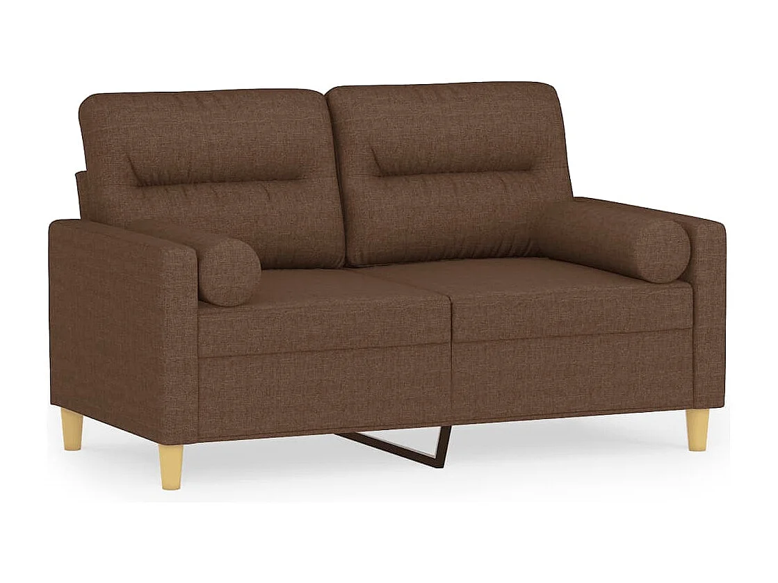 Canapé 2 places avec oreillers décoratifs marron 120 cm tissu