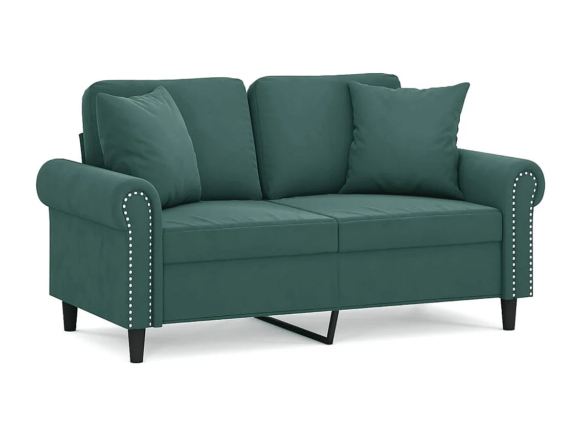 Tweezitsbank met sierkussens 120 cm fluweel donkergroen