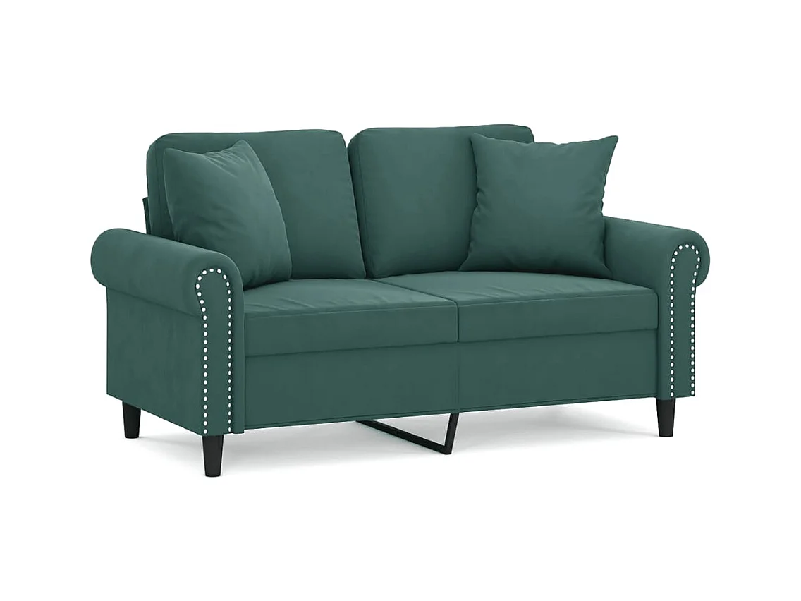Canapé 2 places avec oreillers vert foncé 120 cm velours